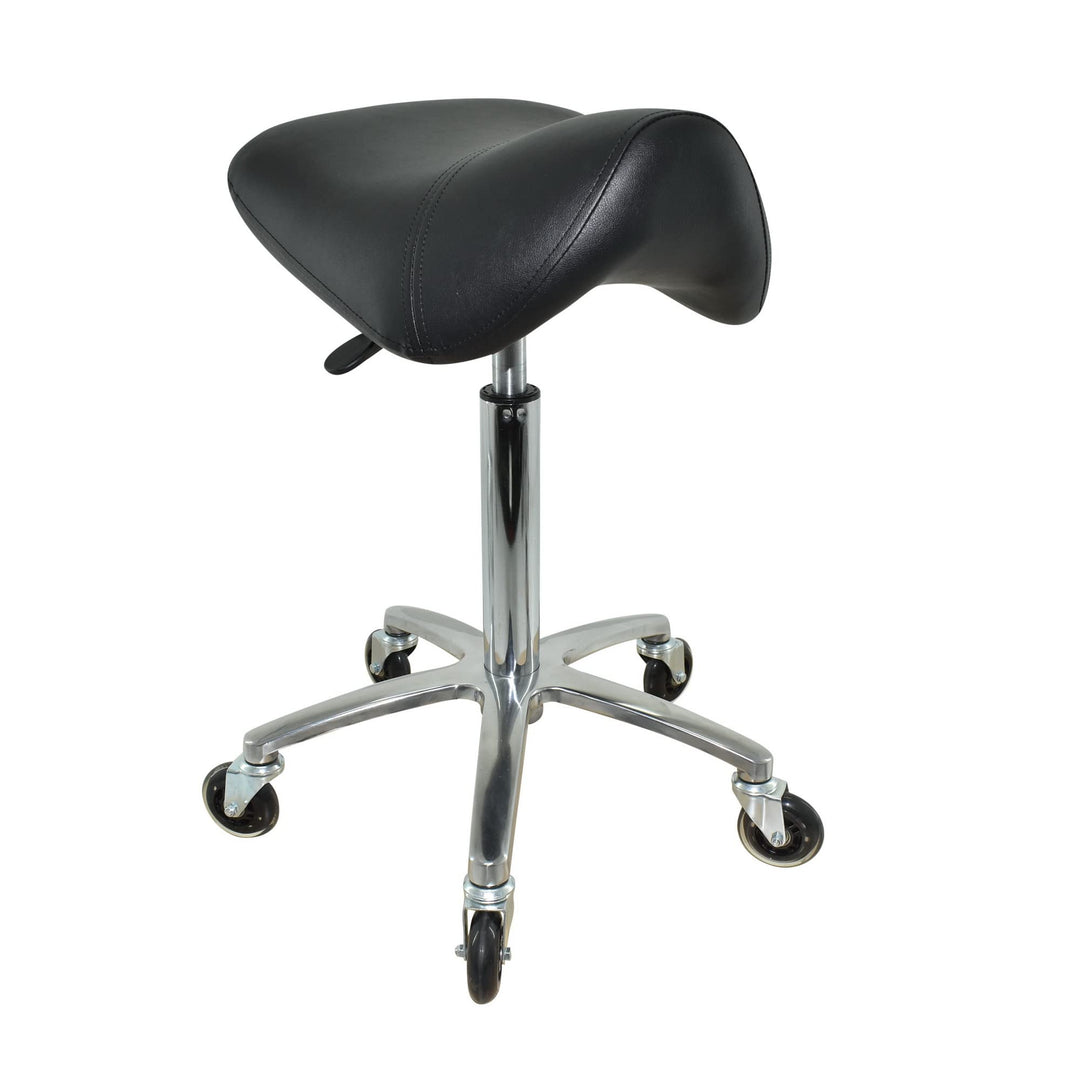 Premium Sattelhocker, Sattelstuhl für Rückenentlastung, Rollhocker höhenverstellbar von 55-75 cm Dre