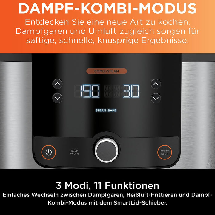 Ninja Foodi 11-in-1 SmartLid-Heissluftfritteuse [OL550EU], 3 Modi, 11 Garfunktionen, 6 Liter, bis zu