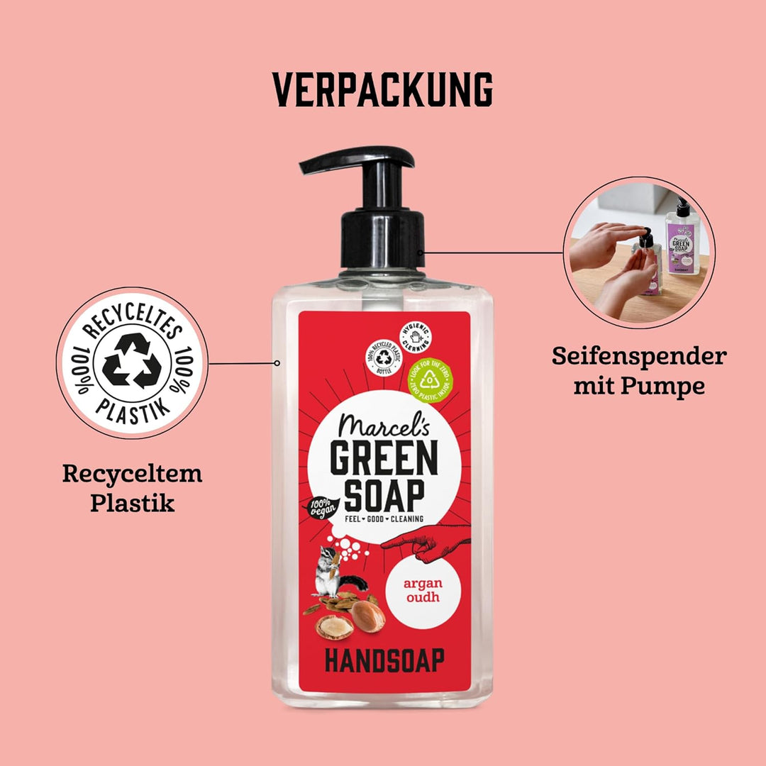 Marcel's Green Soap - Handseife Argan & Oudh - Flüssigseife Spender - 100% Umweltfreundlich - 100% V
