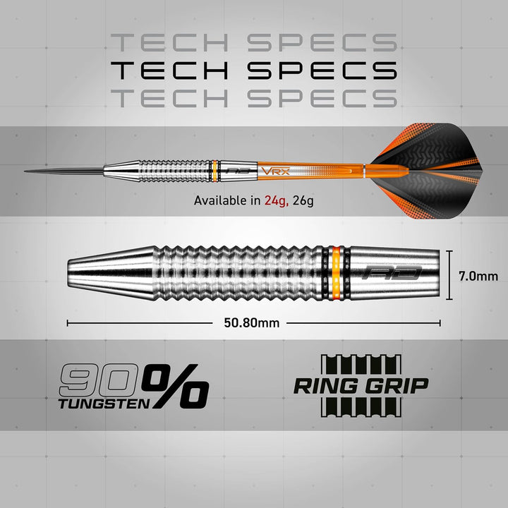 RED DRAGON Amberjack Series Steel Profi Dartpfeile Steeldarts Set mit Flights und Schäfte 24.0 Gramm