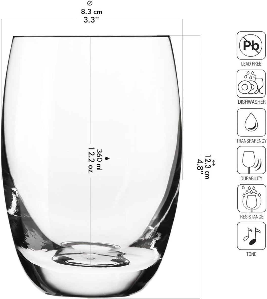 Krosno Wassergläser Saftgläser Trinkgläser | Set von 6 | 360 ML | Elite Kollektion | Perfekt für zu