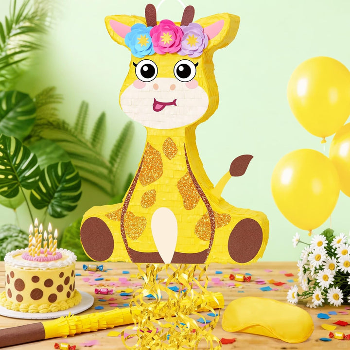 WERNNSAI Giraffen Pinata – Tier Pinata Partyspiel für Kindergeburtstage Giraffen Piñata Set mit Stöc