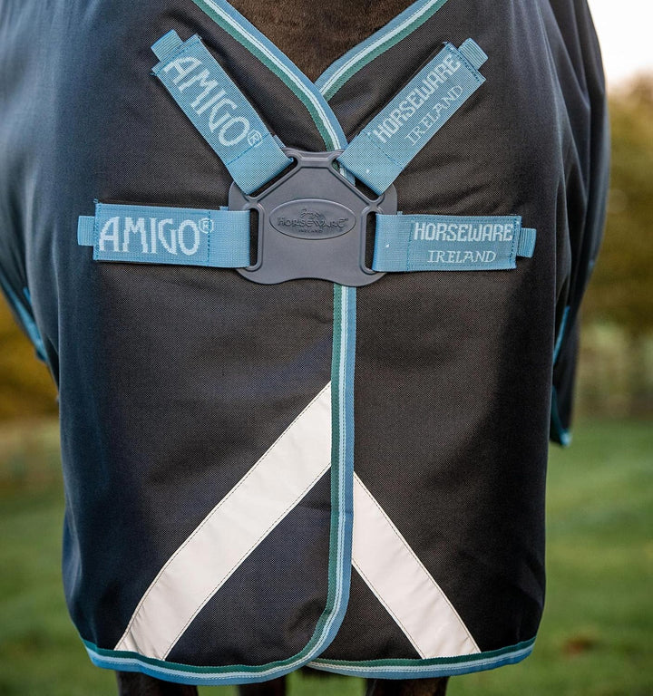Horseware Amigo Bravo Turnout 12 Original lite 100 g Disc Navy/Turquoise Gr. wählbar 115 cm / 5`6, 1