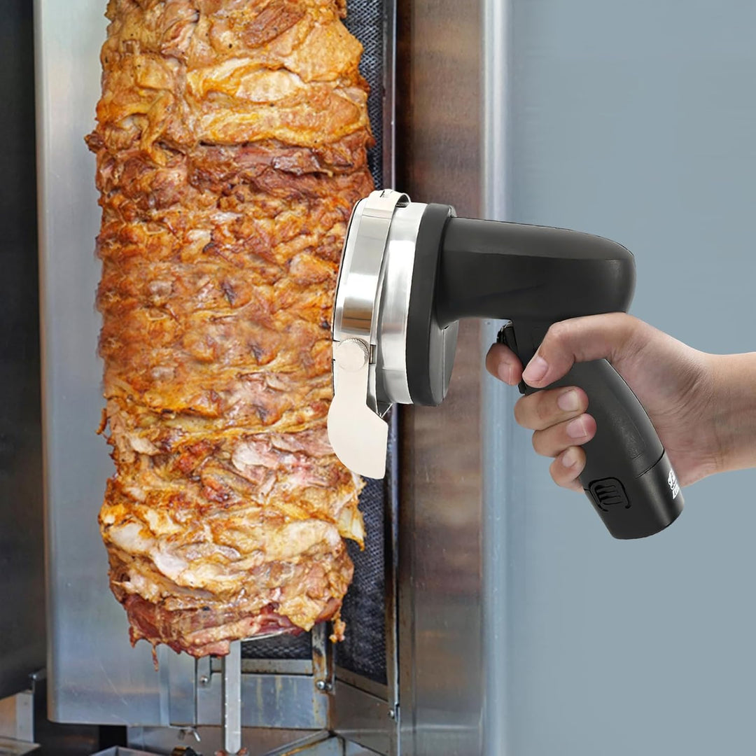 Profi Tragbarer Elektrisch Imbiss Dönermesser mit Schnittbreite Verstellbarer Kabelloses Kebabmesser