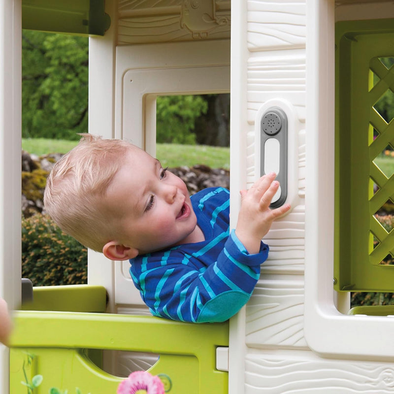 Smoby - 4 Jahreszeiten Spielhaus (103x122x143 cm) & elektronische Türklingel – Klingel für Gartenhau