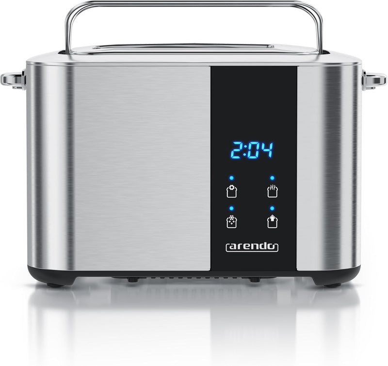 Arendo - Edelstahl Toaster Langschlitz 2 Scheiben- Touchscreen – Doppelwandgehäuse – Integrierter Br