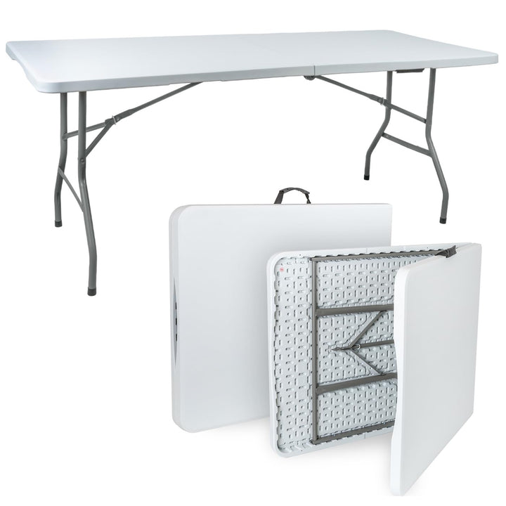 VOSS.garden Klapptisch 180x74x74cm Tragbar Weiss HDPE Kunststoff mit Stahlgestell Robust
