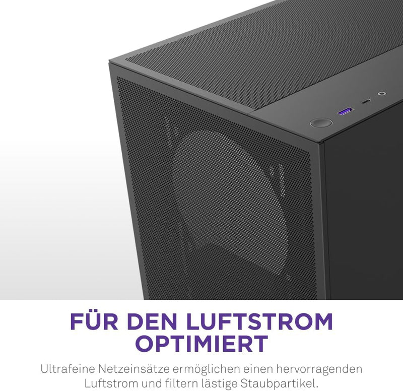 NZXT H5 Flow – Kompaktes ATX-Midi-Tower-PC-Gaming-Gehäuse – Hoher Luftstrom – 2 x 120 mm Lüfter inkl