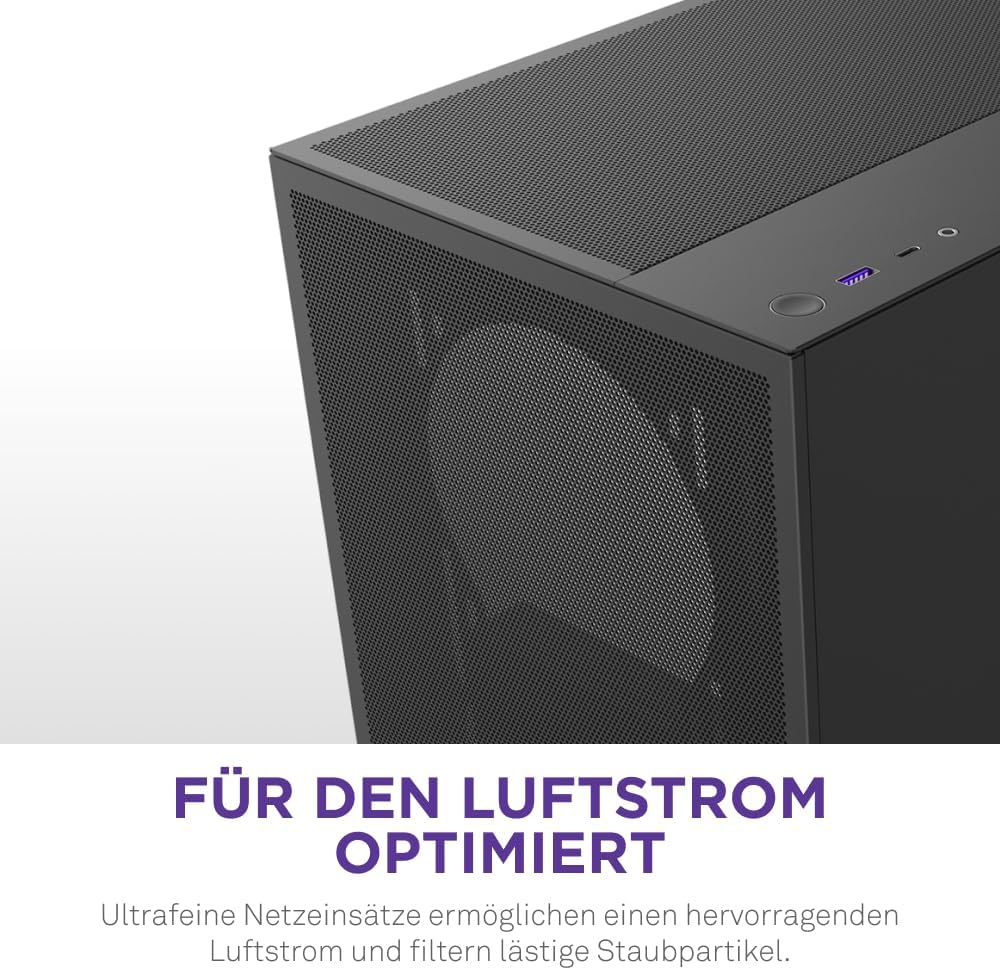NZXT H5 Flow – Kompaktes ATX-Midi-Tower-PC-Gaming-Gehäuse – Hoher Luftstrom – 2 x 120 mm Lüfter inkl