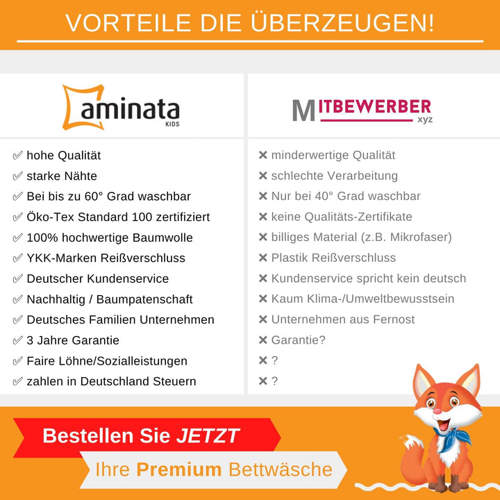 Aminata kids Kinderbettwäsche 100x135 Jungen Bagger Baustelle Baufahrzeuge Baumwolle mit YKK Reissve