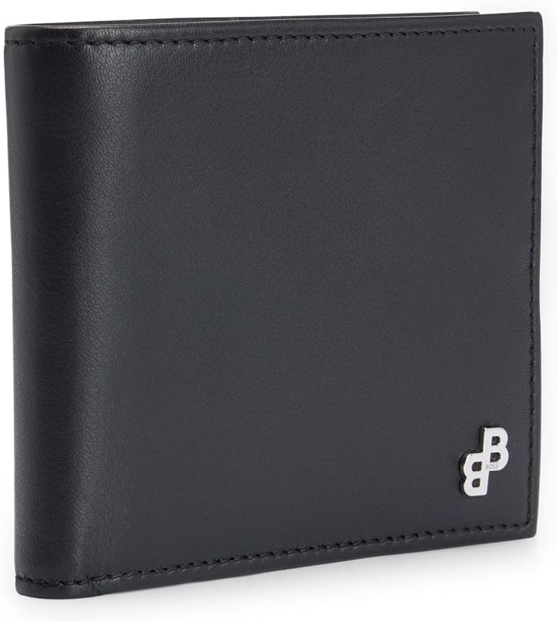 BOSS Herren Bradley 4CC Geldbörse aus Leder mit Monogramm-Detail und Münzfach Schwarz Stck