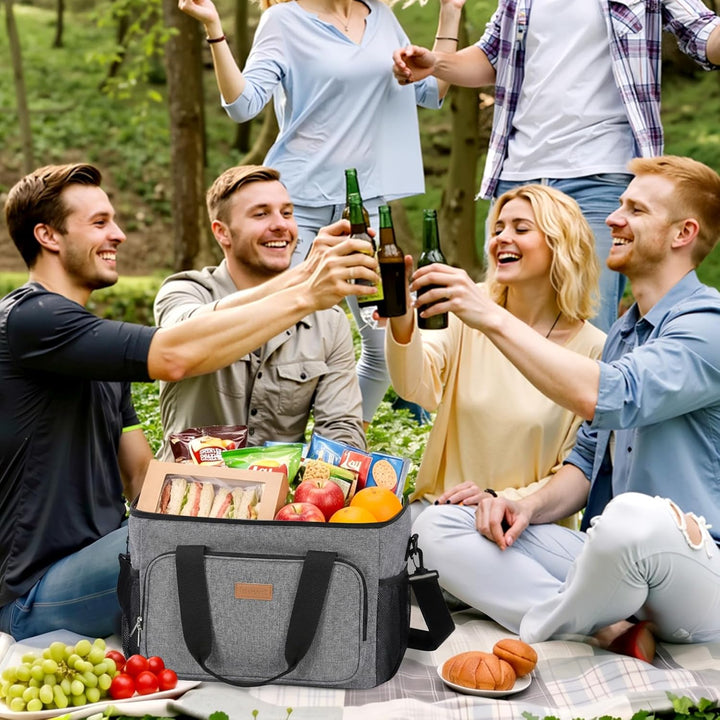 Lifewit Kühltasche klein, Isolierte Cooler Bag, Lunchtasche 32L 48 Dosen Grau 32L, Grau 32L