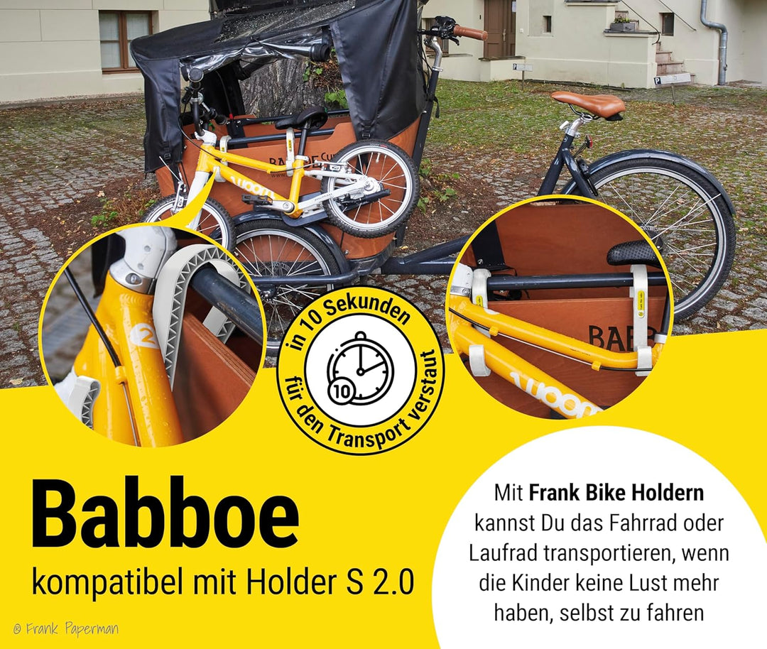 Bike Holder S 2.0 – 4x Halterung für Kinderfahrrad & Laufrad am Lastenrad | kompatibel mit Babboe, B