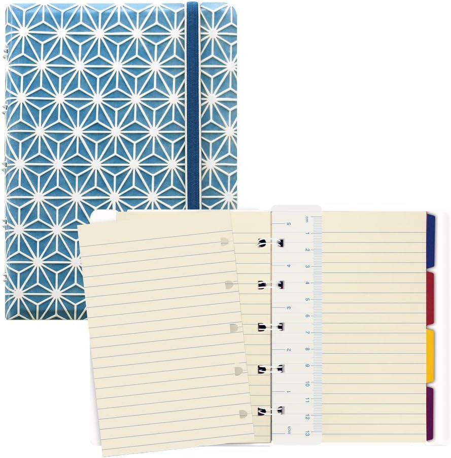Filofax Impressions B115043U Nachfüllbares Notizbuch, Tasche, Blau und Weiss, 112 cremefarbene beweg