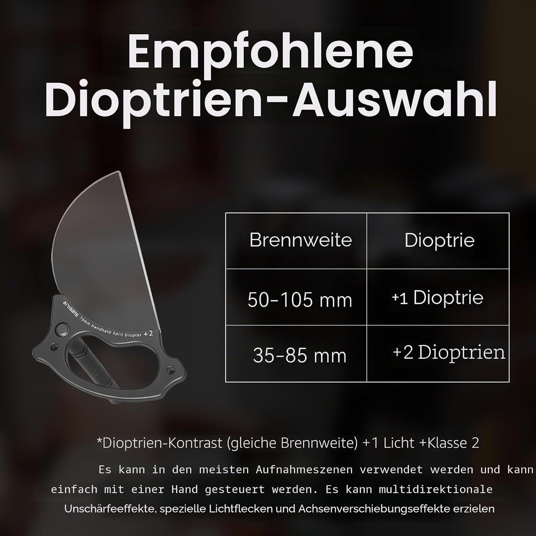 7artisans Handheld Split Dioptrien-Objektivfilter, Universal Glas Kamera Filter Zubehör Spezialeffek