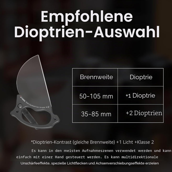 7artisans Handheld Split Dioptrien-Objektivfilter, Universal Glas Kamera Filter Zubehör Spezialeffek