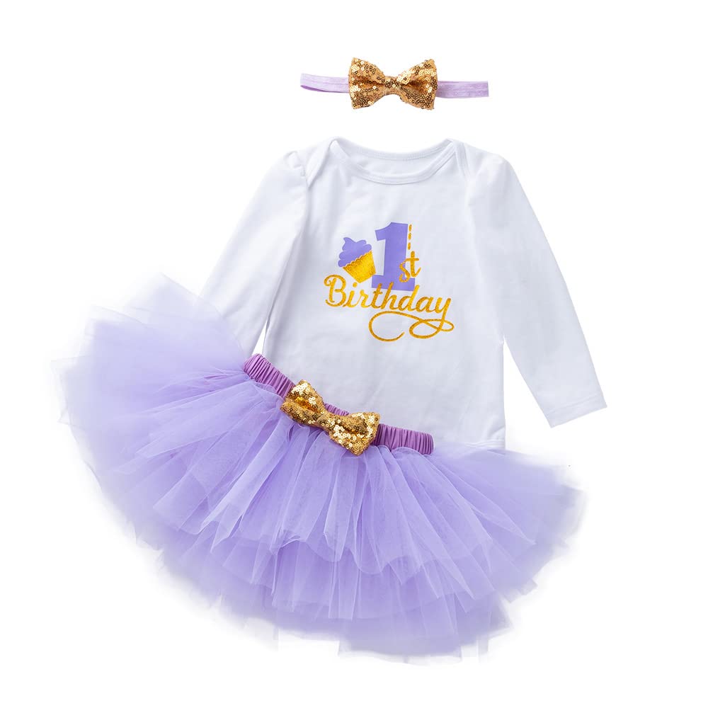 UUAISSO Baby Mädchen Mein 1. Geburtstag Outfits Kurzarm Cake Smash Rock Pailletten Tutu Prinzessin K