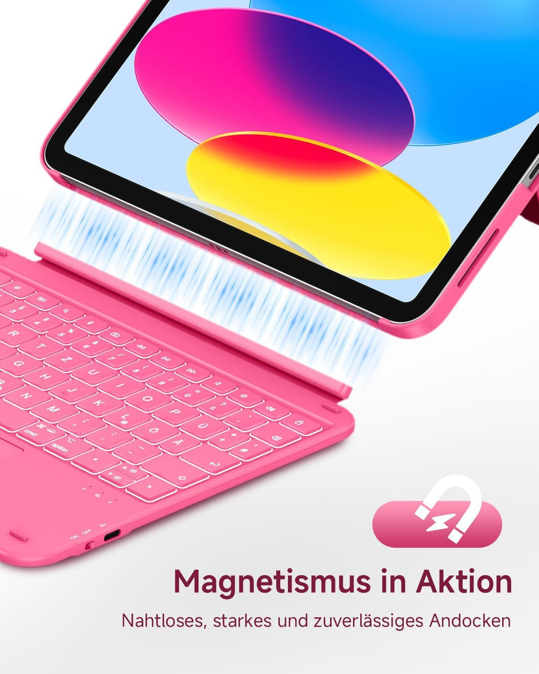 CACOE iPad 11 Hülle mit Tastatur (A16) 2025 & iPad 10. Generation 10,9 Zoll, Magnetisch Abnehmbare K