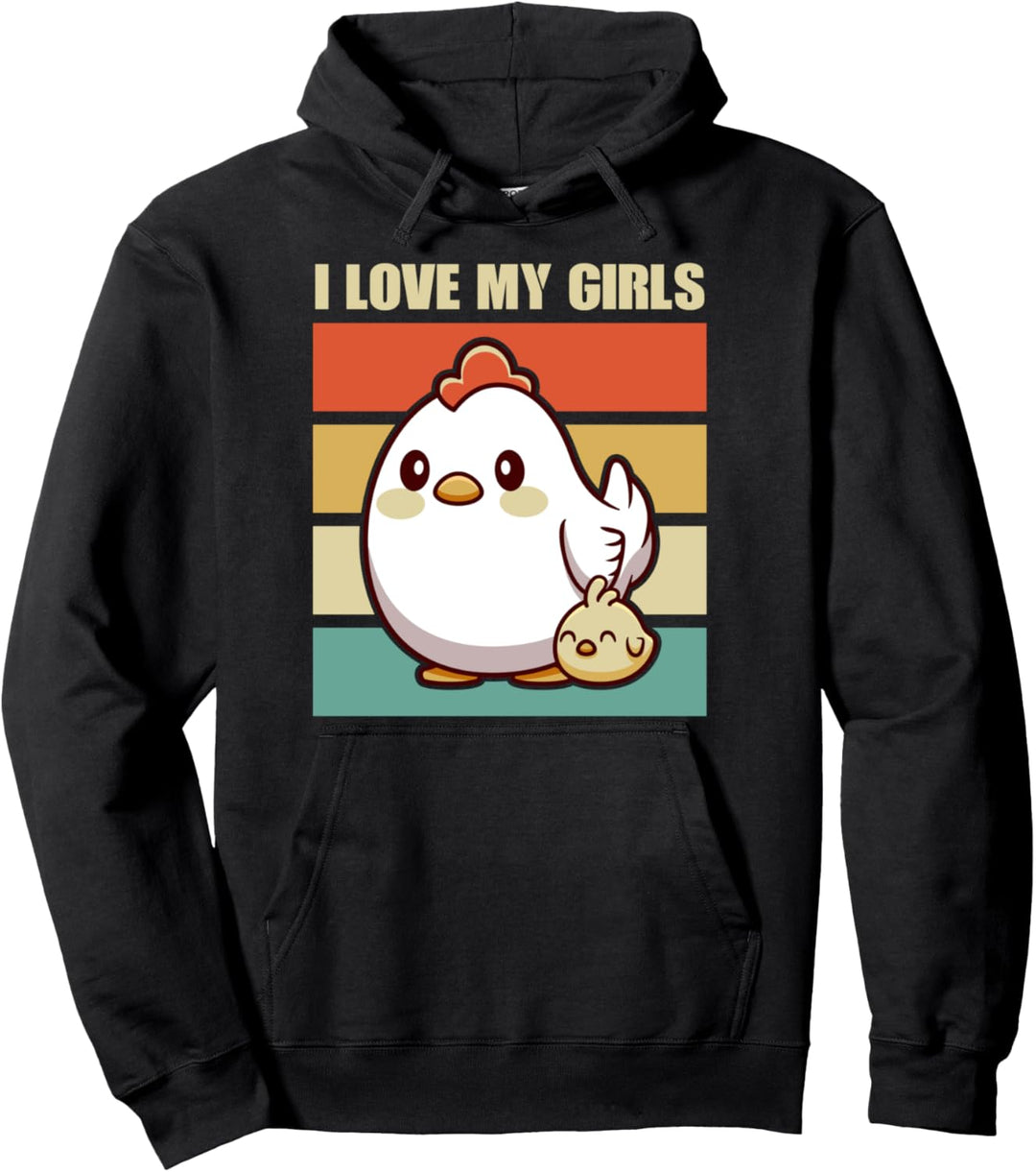 Bauernhof Tier Mädchen Hühner Bauer Lustiges Retro Huhn Pullover Hoodie