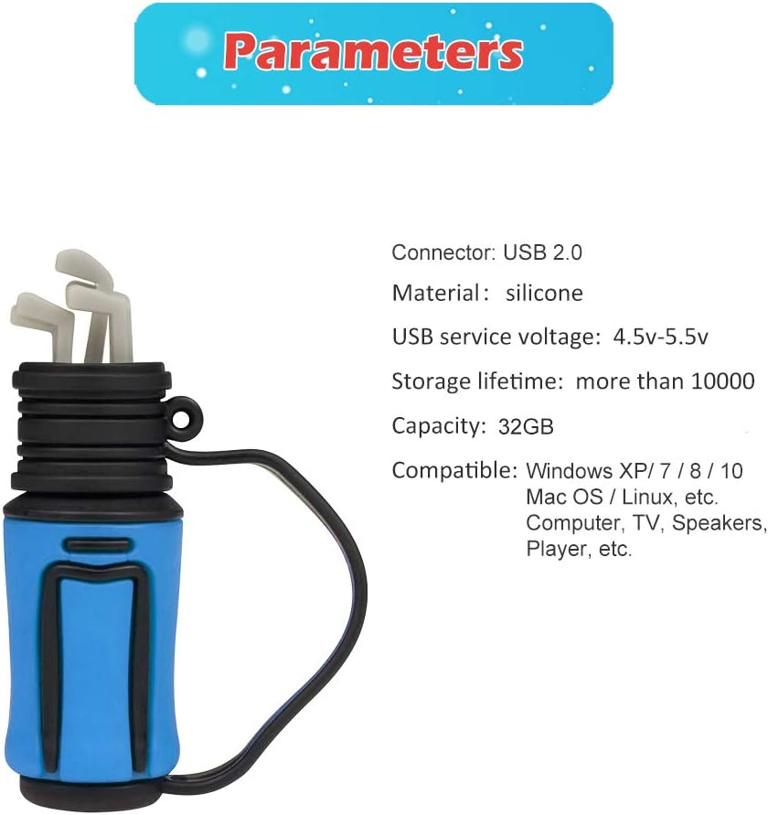 Borlter Clamp 32GB 4 Stück USB-Stick Golfschlägertasche Muster Speicherstick Interessantes USB-Flash