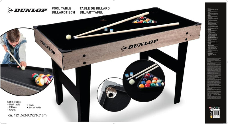 Dunlop Billardtisch - Inklusive Billard zubehör - 22 Stück - MDF - Schwarz