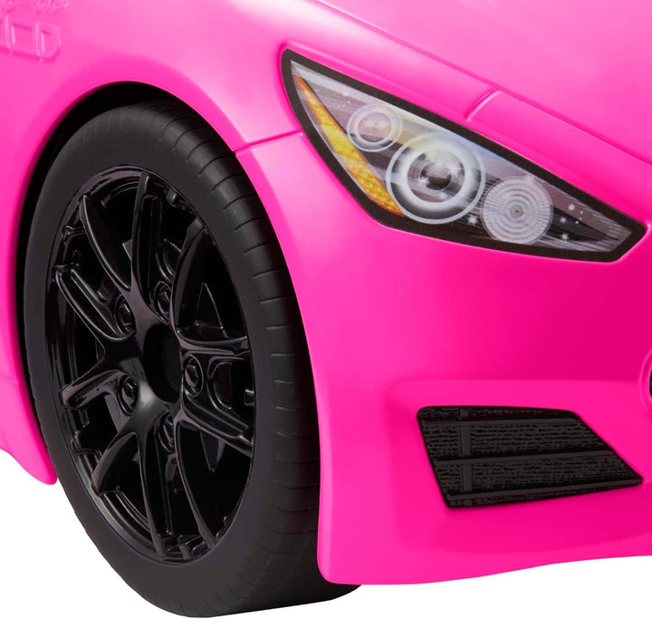 Barbie HBT92 - Cabrio-Fahrzeug, pink mit rollenden Rädern und realistischen Details, 2-Sitzer, Spiel