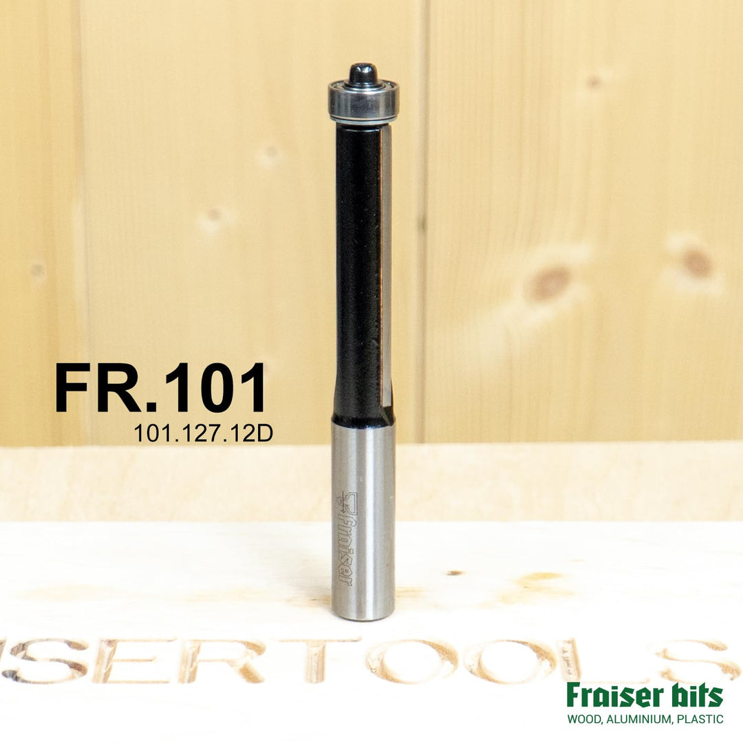 Fraiser Bündigfräser mit Anlaufring unten - 2 HM-Schneiden, Schnitthöhe 50 mm, Schaft 12 mm - für Ob