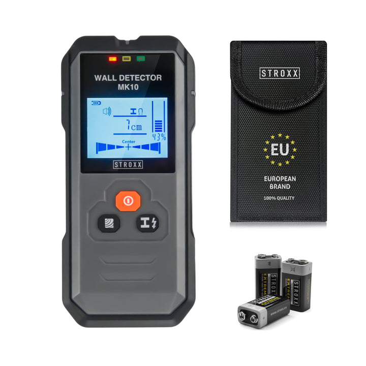STROXX - Wanddetektor MK10 5in1 inkl. 3 Batterien - Leitungssucher - Ortungsgerät - Wandscanner - Ka