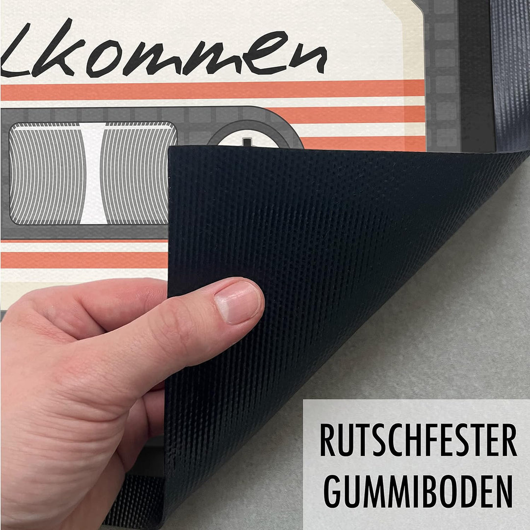Trendation - Willkommen Fussmatte Grafik Schmutzfangmatte Geschenk Aussen Innenbereich 60x40 cm Wasc