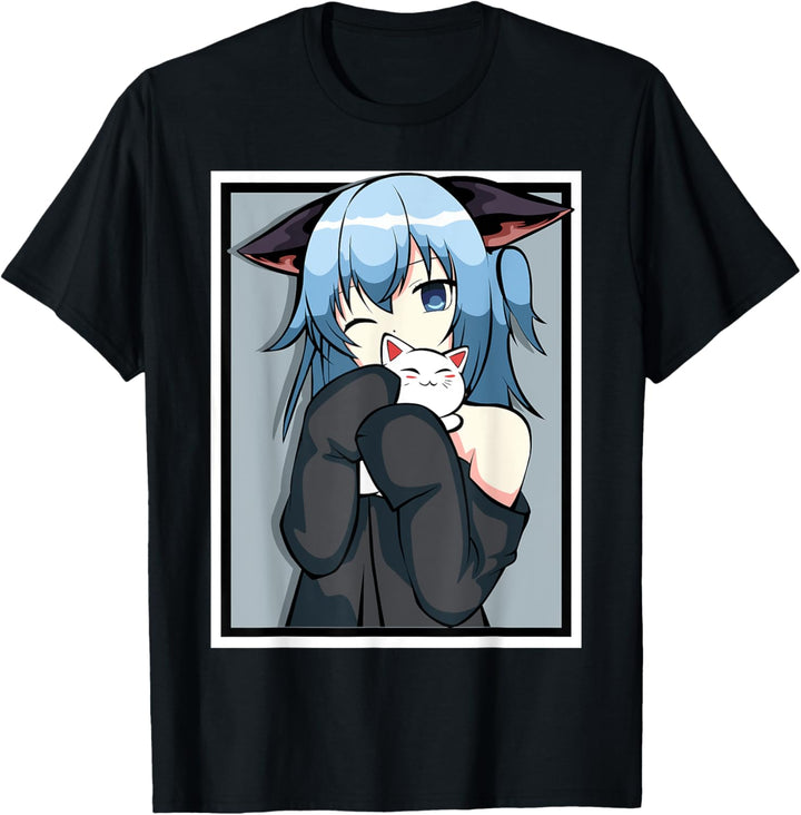 Anime-Girl – niedliches Katzen-Design – Manga und Kawaii T-Shirt