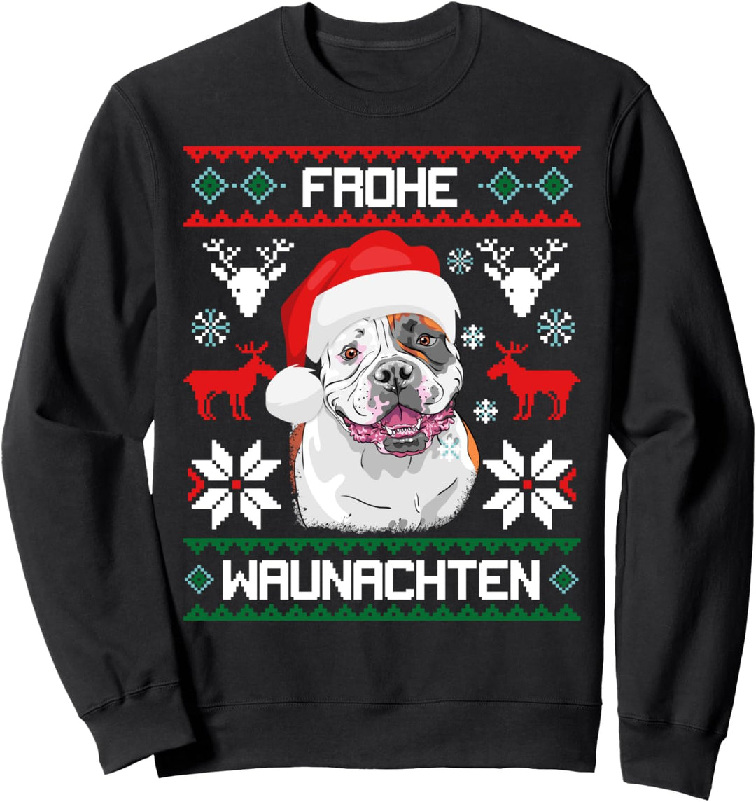 American Bulldog Frohe Waunachten Weihnachten Hund Bulldogge Sweatshirt