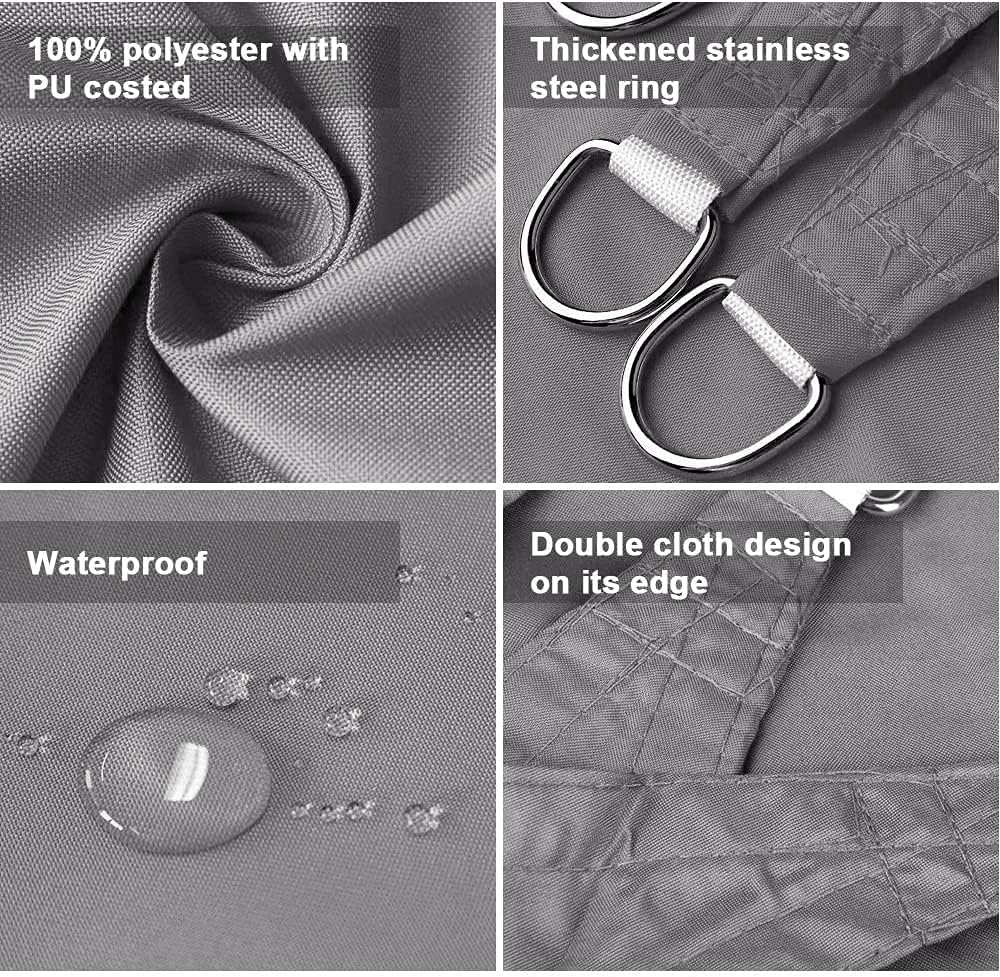 Dripex Sonnensegel wasserdicht Sonnenschutz Set 2X3 m inkl Befestigungsseile Rechteckig Polyester Im
