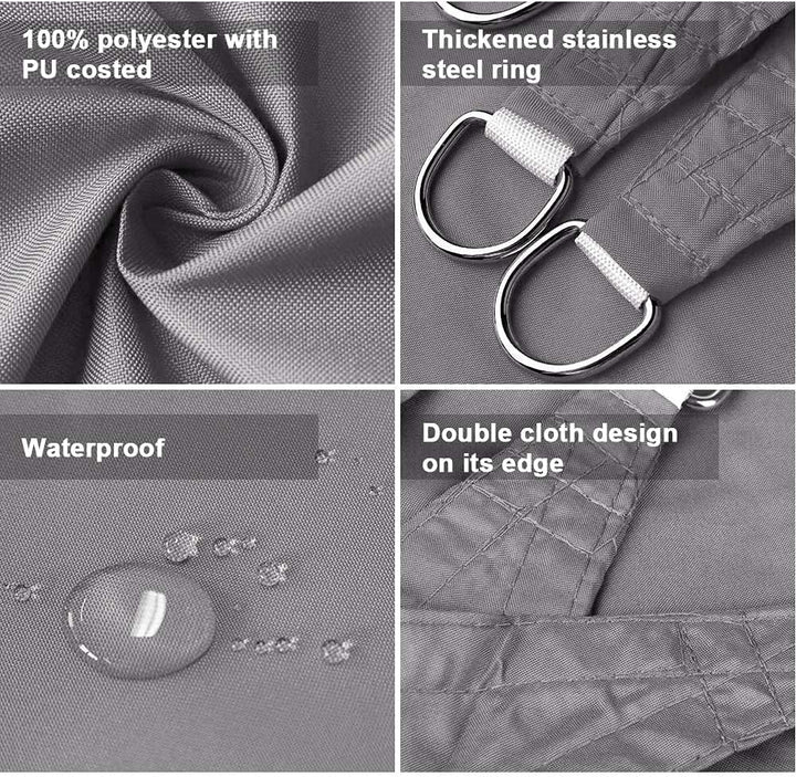 Dripex Sonnensegel wasserdicht Sonnenschutz Set 2X3 m inkl Befestigungsseile Rechteckig Polyester Im