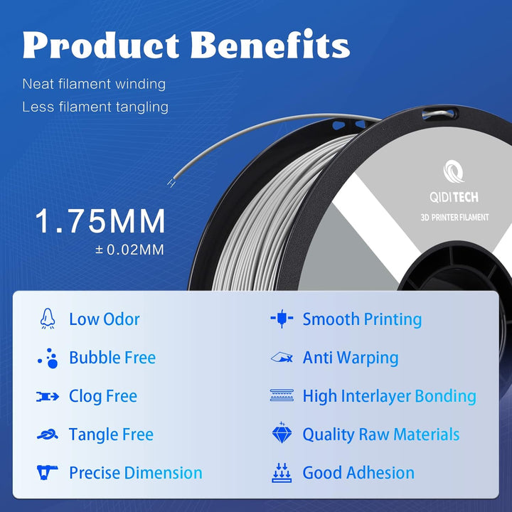 QIDI TECH ABS Rapido Filament 1.75mm, 3D Drucker Filament ABS 1kg Spule (2.2lbs), geeignet für Hochg