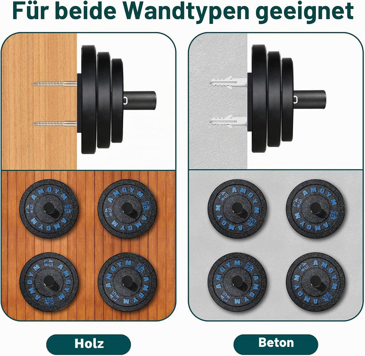 MIUONO Hantelscheibenhalter, Wandmontage, zur Aufbewahrung von 5,1 cm olympischen Hantelscheiben, 4