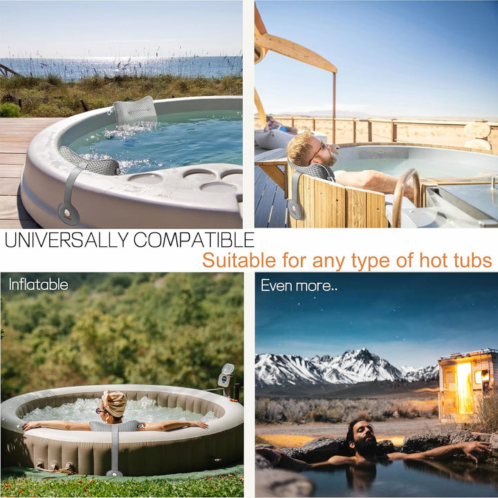 Grosses Kissen für Whirlpool (grau), Spa und Chaiselongue – Universal-Kopfstütze und Nackenstützkiss