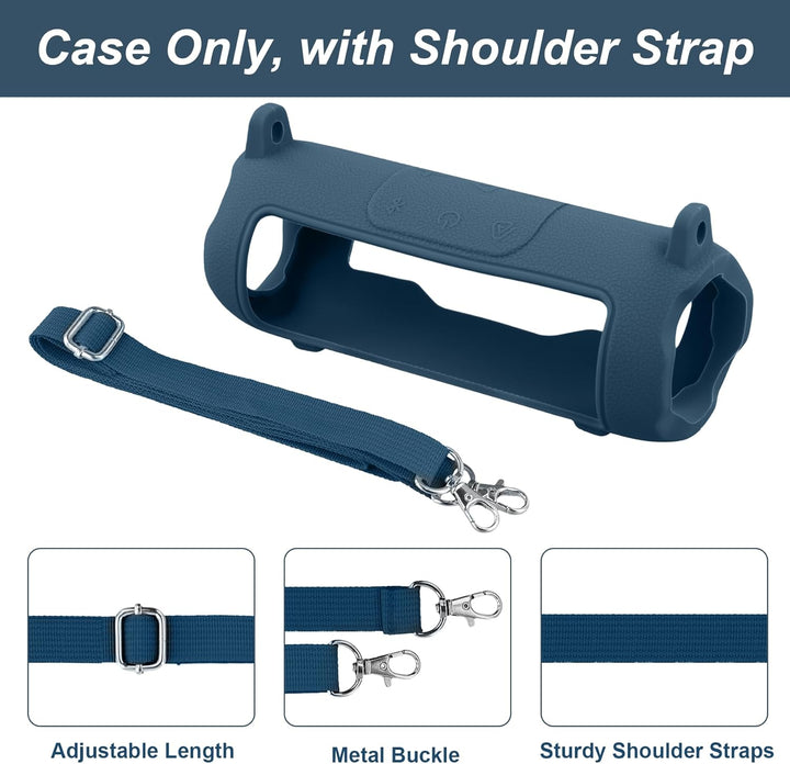Khanka für JBL Flip 7 Silikon-Schutzhülle mit abnehmbarem Schultergurt, stossfeste weiche Hülle für