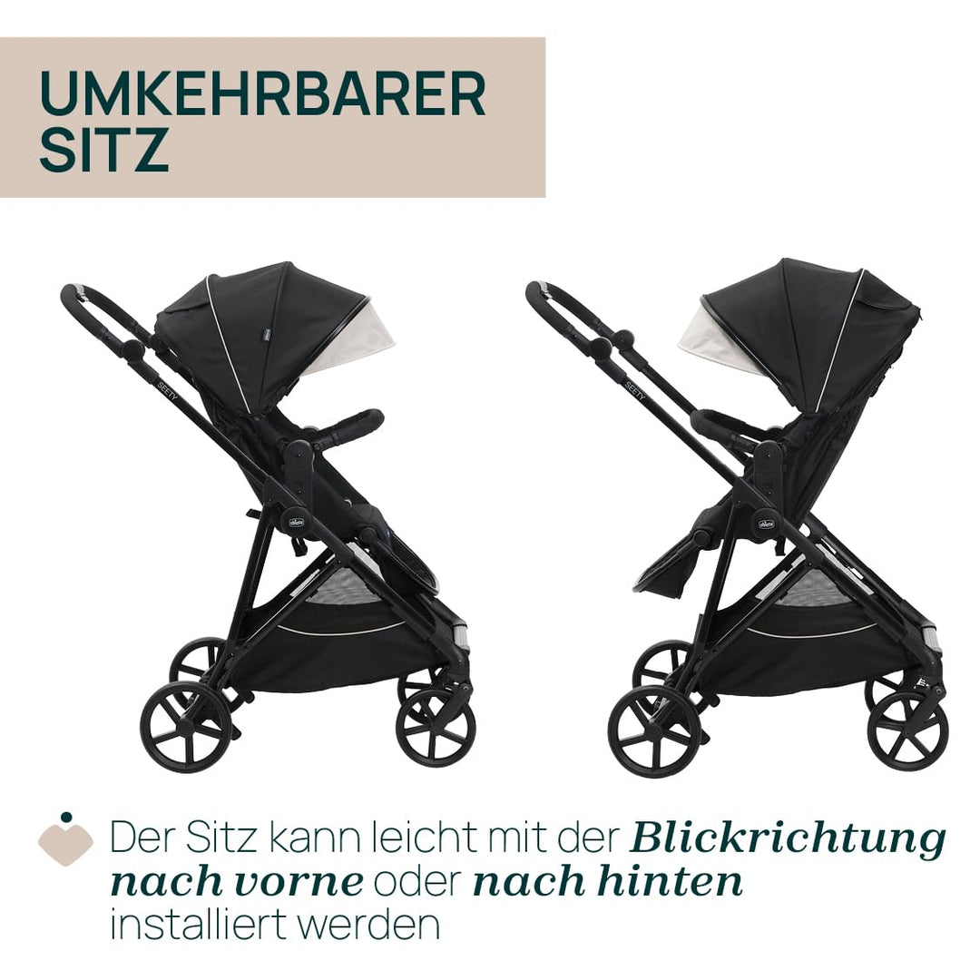 Chicco Kinderwagen Seety, Leicht und kompakt, von 0 Monaten bis 4 Jahren, bis 22 kg, faltbar, verste
