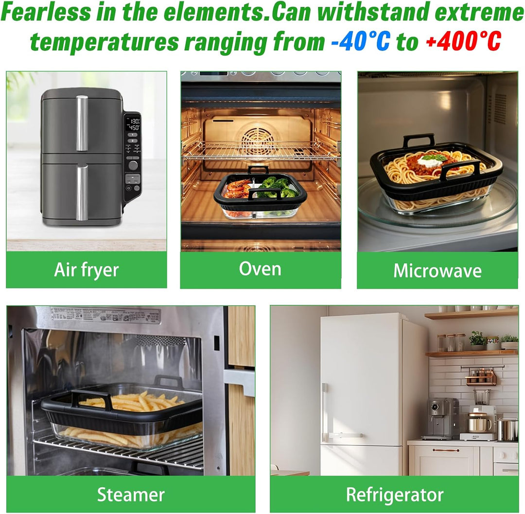 2 Stück Auflaufform Airfryer für Ninja Heissluftfritteuse AF400/AF500/SL400, Borosilikatglas Backfor