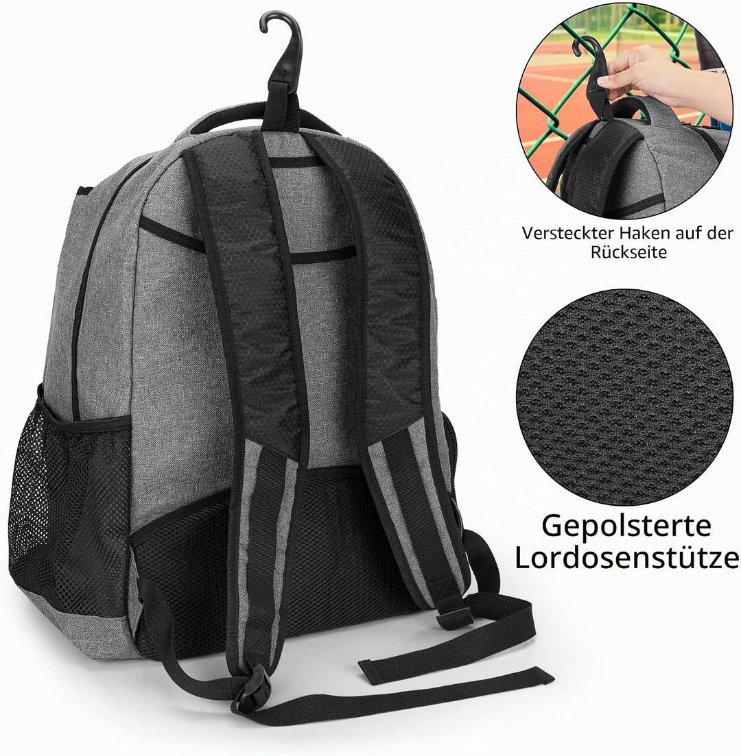 DSLEAF Tennistasche für 2 Schläger, Tennisrucksack mit separatem Schuhfach für Sporttraining, Fitnes