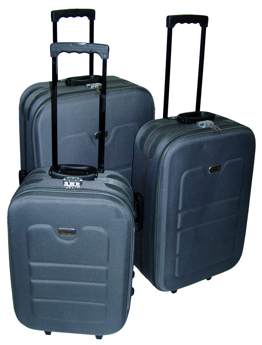3-TLG Kofferset Reisekofferset Reiseset Trolley Trolly Reise Set Koffer Koffertrolley, Farben:Grau