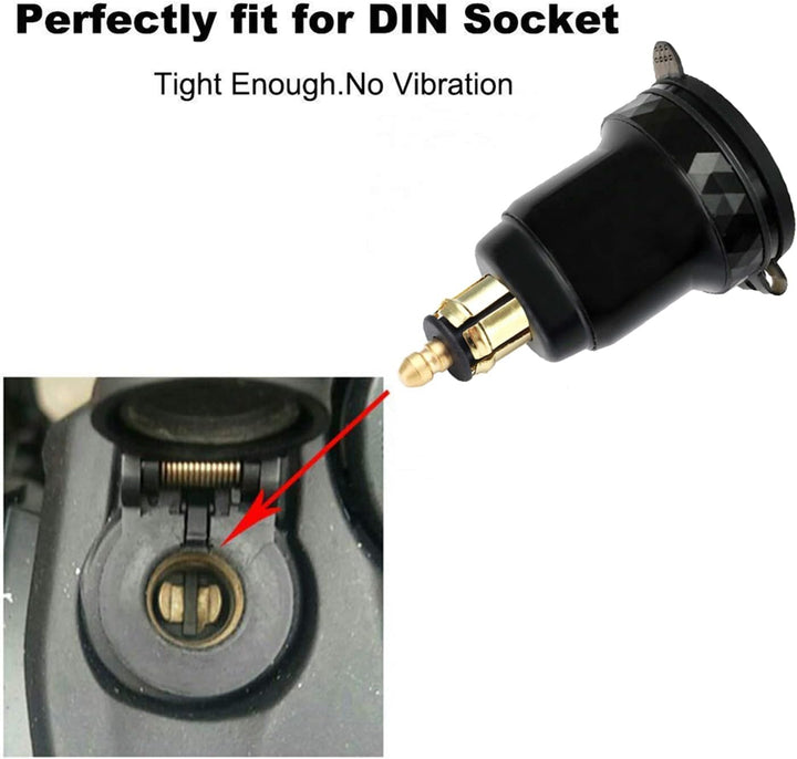 DIN Powerlet Stecker auf Dual Quick Charge 3.0 USB Ladeadapter mit Voltmeter und Schalter für Motorr