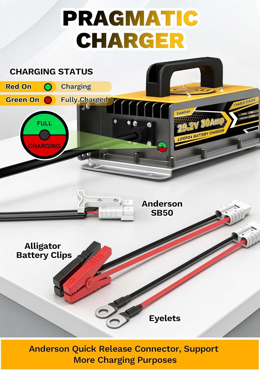 29,2V 30A Lithium Batterie Ladegerät für 24V(25,6V) LiFePO4 Batterie, 24V AC-DC Lithium LiFePO4 Batt