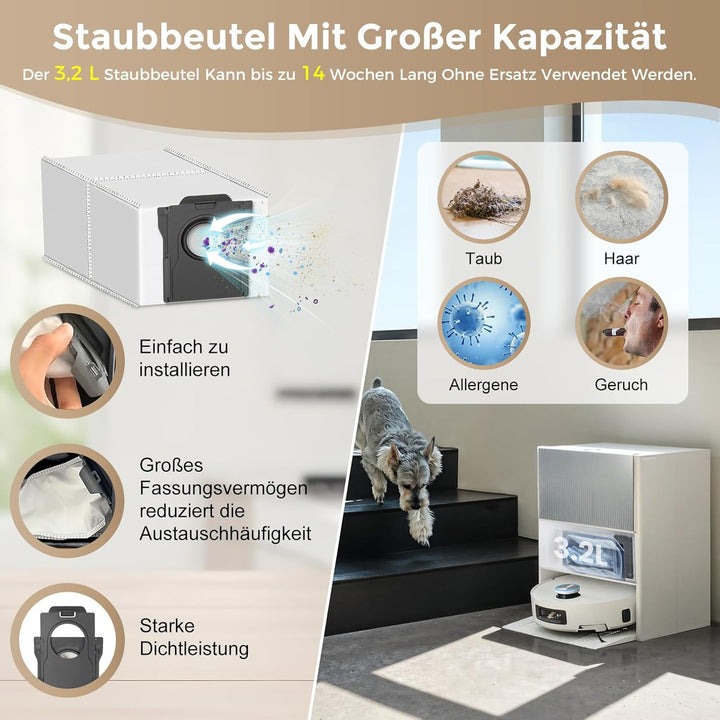 20 Stück Zubehör für Dreame Aqua10 Ultra Roller Complete Saugroboter, mit 2 Hauptbürste 2 Rollenmopp