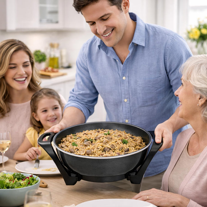 BEPER P101COS100 Elektrischer Wok, 33 cm, 1500 W, Antihaft-Keramik-Wok mit einstellbarem Thermostat,
