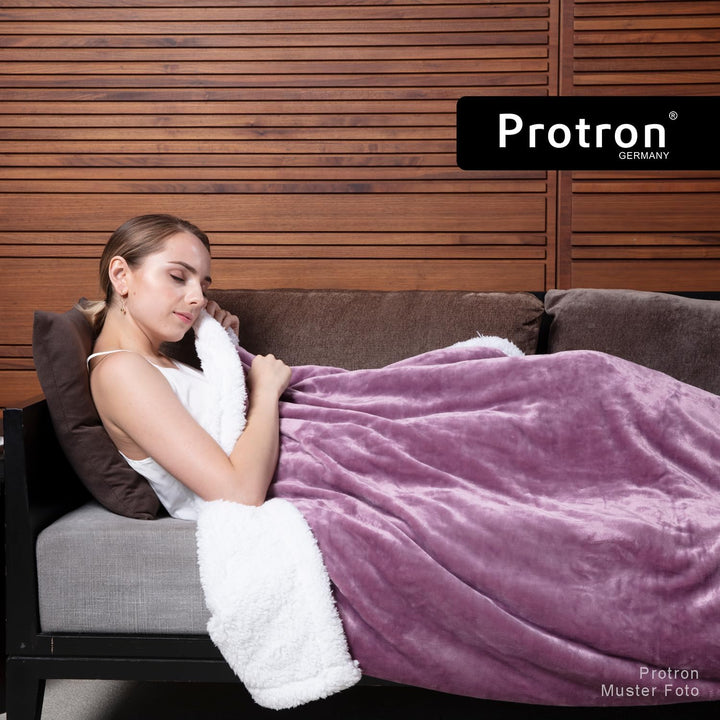 Protron Elektrische Wärmedecke Wärmebett Kuscheldecke mit Abschaltautomatik, 9 Heizstufen, LED Überh