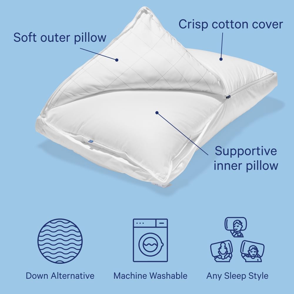 Casper Sleep Original Kissen zum Schlafen, Kingsize, Weiss