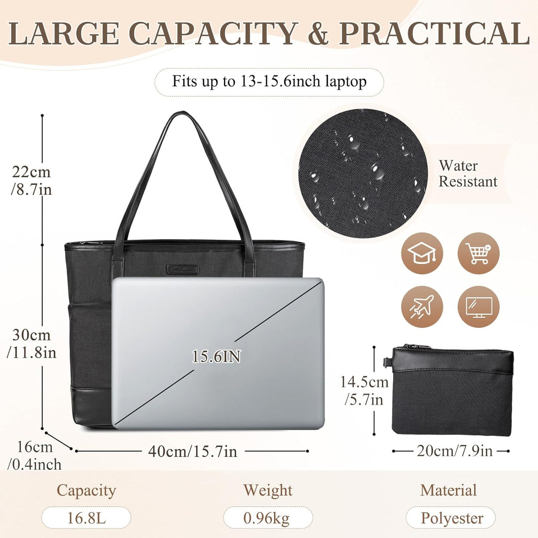 Kasgo Laptop Handtasche Damen, Gross 15.6 zoll Notebooktasche Wasserabweisend Laptop Tasche Shopper