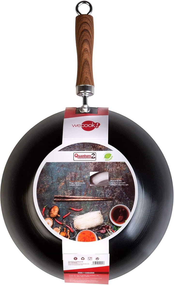 WECOOK! Carbono Wok Induktion 28 cm, Antihaftbeschichtung Titanium QUANTANIUM 3-Schicht Ökologisch P