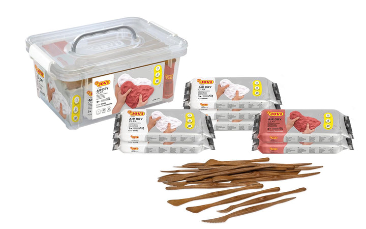Jovi Air Dry Modelliermasse, gebrauchsfertig, lufttrocknend, auf Basis von Feuchtton, 3,5 kg, inkl.
